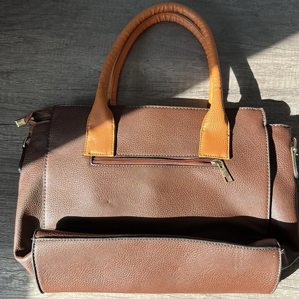Brown faux Leather basket Weave Handbag